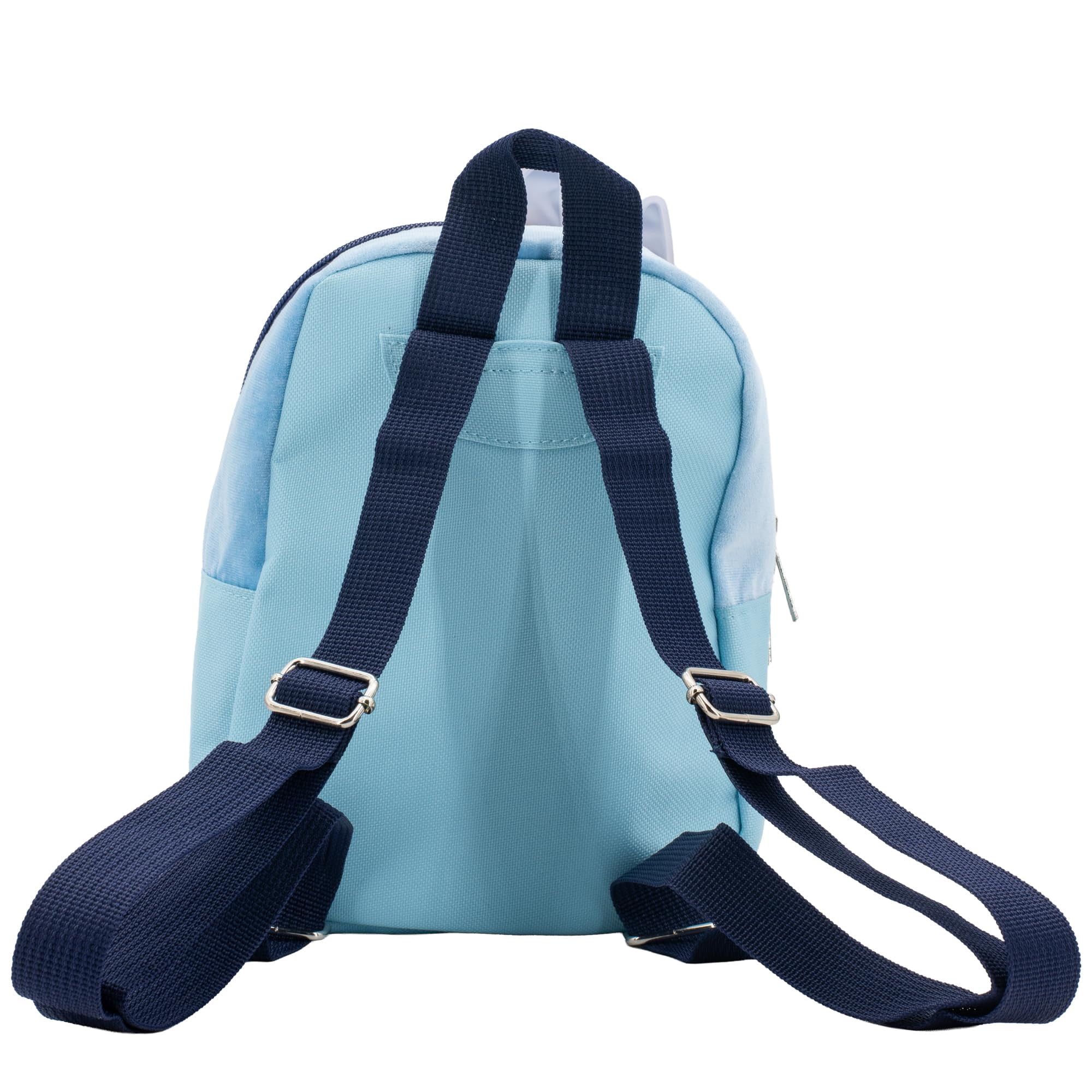 Bluey 9” Micro Mini Backpack Purse Featuring a 3D Bluey Glitter Patch with Pom Pom Dangle, Blue
