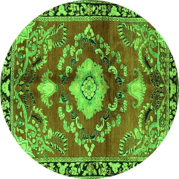 Ahgly Company Indoor Round Persian Green Traditional Area Rugs, 3' Round