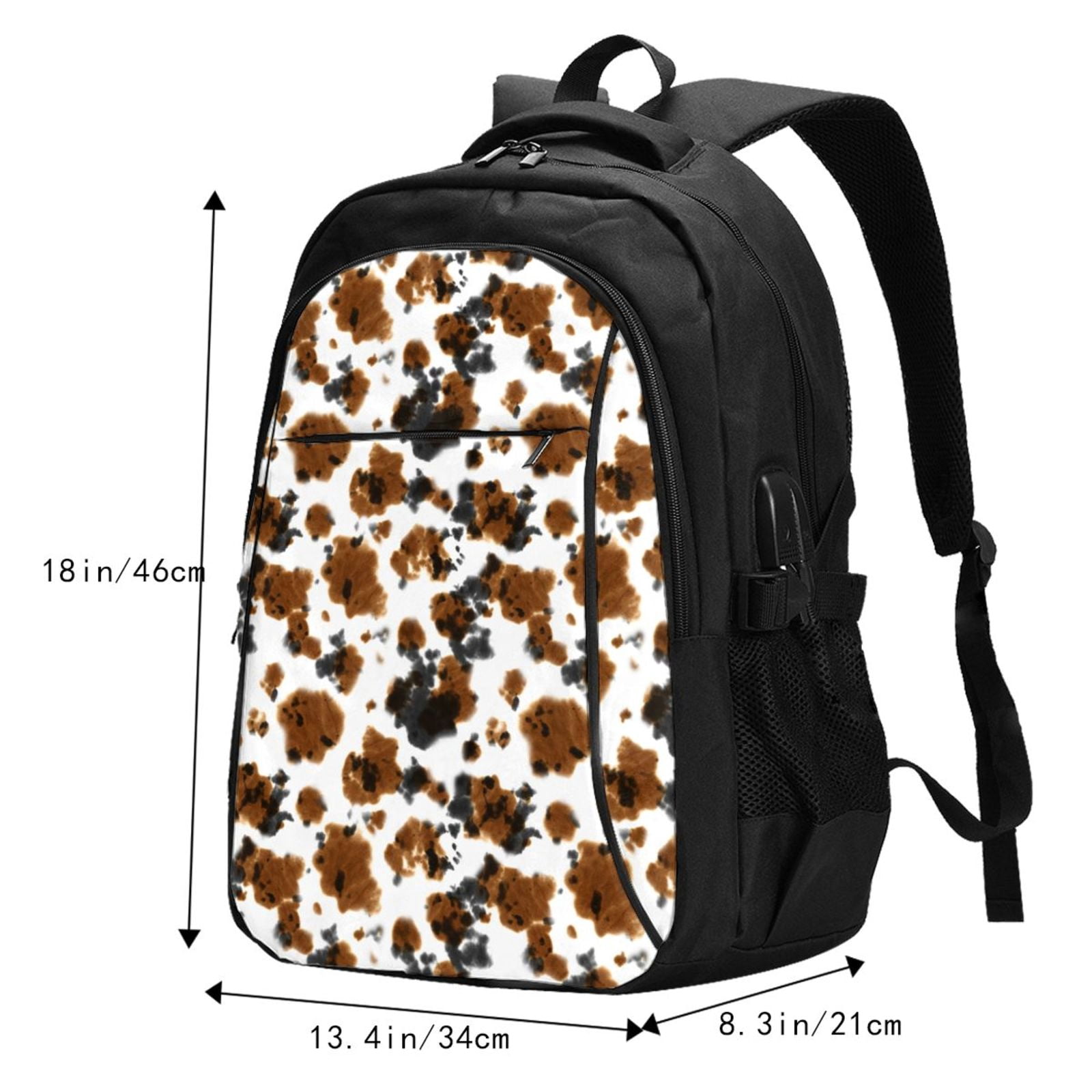 Ratiio Cow Tie Dye Print Travel Laptop Backpack,Slim Sturdy Laptops Backpack with USB Charging Port, Water Resistant College School Computer Bag