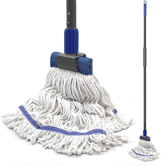 TidyBliss Commercial Mop Heavy Duty with 57.5 inches Long Handle (Blue)