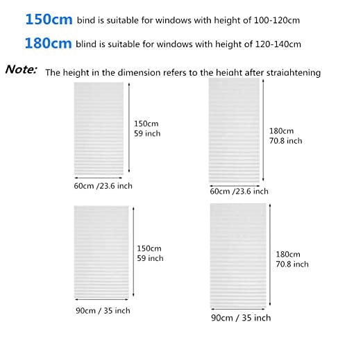 2-Pack Cordless Self-Adhesive Pleated Window Shades, Blackout Paper Blinds for Doors & Windows, No Drill Easy Install Non-Woven Fabric Coverings for Home Office, Trimmable to Size