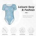 thumbnail image 4 of Bingfone Snowflake Snowing Pattern Women's Round Neck Bodysuit, Tight Snap Button Short Sleeve Bodysuit, Suitable for Party, Sports, Daily Wear-Medium, 4 of 7