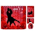 thumbnail image 6 of Four-Piece Bedding Set,Valentine's Day 4 Pieces Shower Curtain Set With Rugs Red Rose Shower Curtain For Bathroom Sets With Shower Curtain And Rug Purple Red Toilet Sets For Lovers, 6 of 6