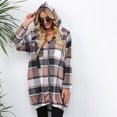 thumbnail image 6 of Turilly Womens Jackets Ladies Clearance, Women's Check Print Loose Lapel Zip Hooded Double Pocket Blazer Long Sleeve Hooded Casual Coat/Jacket, 6 of 7