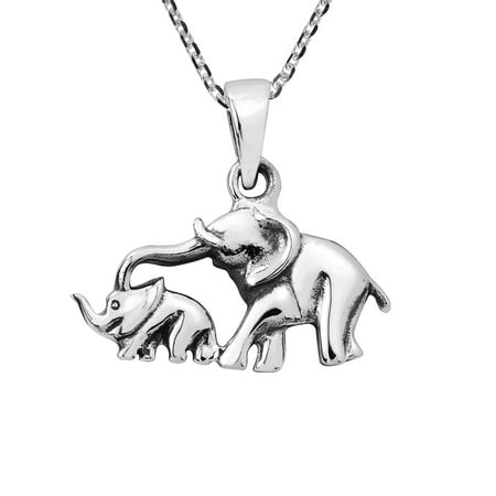 Beautiful Bond Mother and  Baby Elephant Sterling Silver Pendant