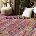 thumbnail image 5 of Jaipur Art And Craft Indian Handmade Multicolour Cotton Jute Chindi Rectangle Area Rug (10x14 Sq ft), 5 of 5