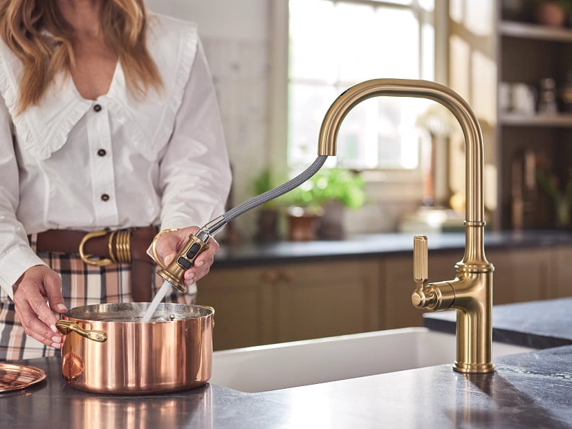Moen 7770EVBZG Smyth Bronzed gold one-handle high arc pulldown kitchen faucet