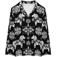 thumbnail image 4 of Top-kevin Women's Pajama Sets Black White Floral Horse Long Sleeve Lounge Sets Pjs Sleepwear with Pockets, 4 of 6