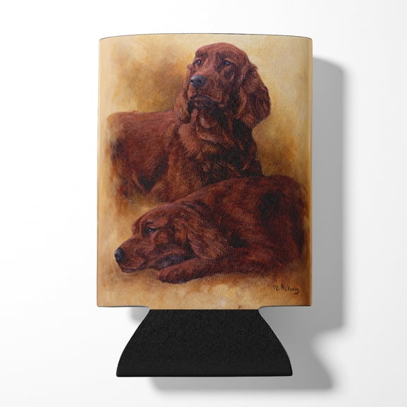 Red Irish Setters Portrait by Michael Herring Can or Bottle Hugger