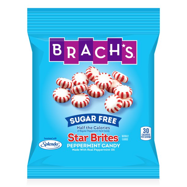 Brach's Sugar Free Star Brites Peppermint Hard Candy, 3.5 Ounce Bag
