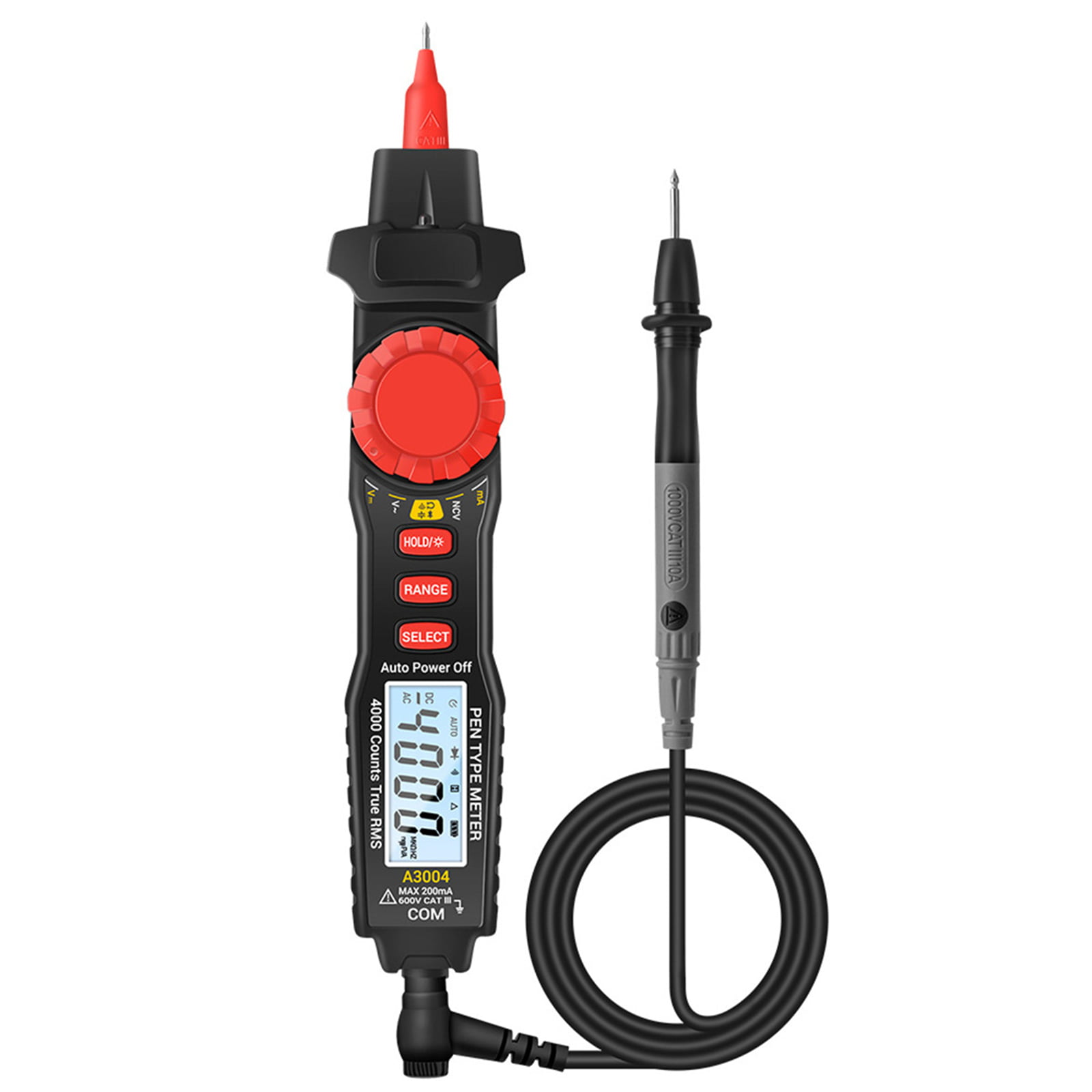 AC DC Voltage Current Resistance Tester Probe Tester Handheld Electrical Multitester Auto Range Pen Type for Data Hold for Electrician