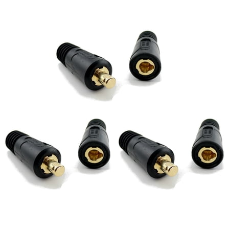 WeldingCity 3-pk Dinse-Type Twist-Lock Insulated Connector Pair (Male/Female) for Welding Cable AWG 1/0-3/0 (50-70mm) | Pack of 3 Pairs