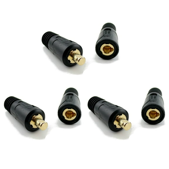 WeldingCity 3-pk Dinse-Type Twist-Lock Insulated Connector Pair (Male/Female) for Welding Cable AWG 1/0-3/0 (50-70mm) | Pack of 3 Pairs