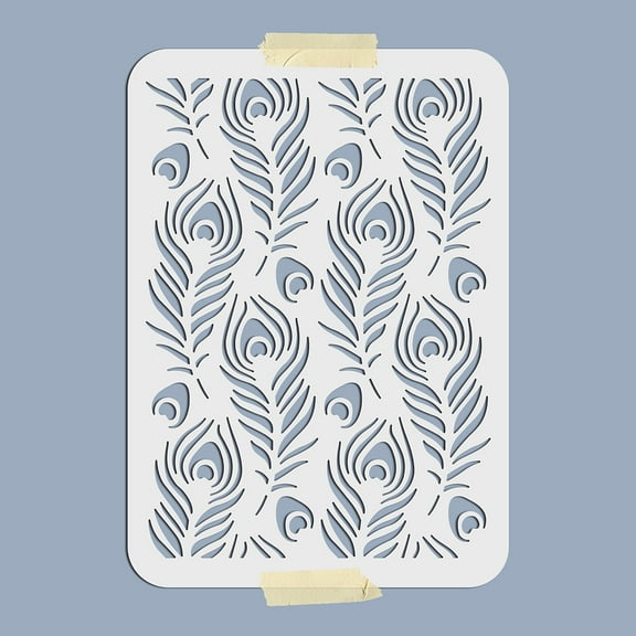 1pc Peacock Feather Stencil 8.3×11.7 Inch Peafowl Bird Tail Feather Display Stencils for Painting Template Reusable Art and Craft Stencils on Wood Wall Decor