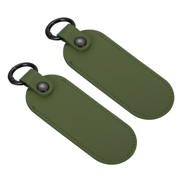 2 Pcs Soporte de Unidad Flash USB de Cuero, Soporte para Llavero 5"x1.7" Estuche de Almacenamiento Portátil Estuche Protector con Llavero para Unidad Flash, Verde