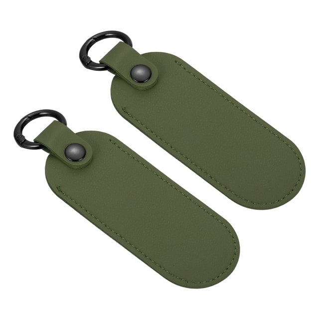 2 Pcs Soporte de Unidad Flash USB de Cuero, Soporte para Llavero 5"x1.7" Estuche de Almacenamiento Portátil Estuche Protector con Llavero para Unidad Flash, Verde