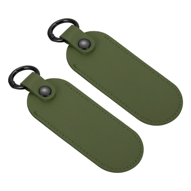 2 Pcs Soporte de Unidad Flash USB de Cuero, Soporte para Llavero 5"x1.7" Estuche de Almacenamiento Portátil Estuche Protector con Llavero para Unidad Flash, Verde