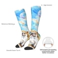 thumbnail image 3 of Daiia Sports Socks French Bulldog Sunflowers Bubbles Printed Novelty Crew Socks for Men Women Knee High Socks Cotton Socks Soft & Breathable Support Unisex Socks, 3 of 9
