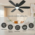 thumbnail image 6 of Ayaoty Ceiling Fans with Lights, 52 Inch Low Profile Ceiling Fan with Light and Remote Control, Flush Mount, Reversible, 3CCT, Dimmable, Quiet, Black Ceiling Fan for Bedroom Indoor/Outdoor Use, 6 of 9