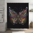 thumbnail image 7 of JOOCAR Waterproof Shower Curtains Sets for Bathroom Accessories with Creativity Art Black Colorful Butterfly Printed,Beautiful Wide Fabric Toilet Curtain for Bathtub 72X72 Inch with 12 hooks, 7 of 7