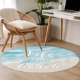 thumbnail image 5 of Life Is BETTER at The Beach Round Area Rugs 3 ft, Gradient Teal Green Ocean Beige Beach Washable Small Area Rug with Non-Slip Sturdy Edge Binding Round Front Door Mat Floor Carpet for Entryway, 5 of 9