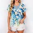 thumbnail image 5 of YUGYXL Shirts for Women Short Sleeve Tops Gradient Criss Cross V Neck Summer Casual Travel Work Shirt Going Out A Blue Top S, 5 of 9