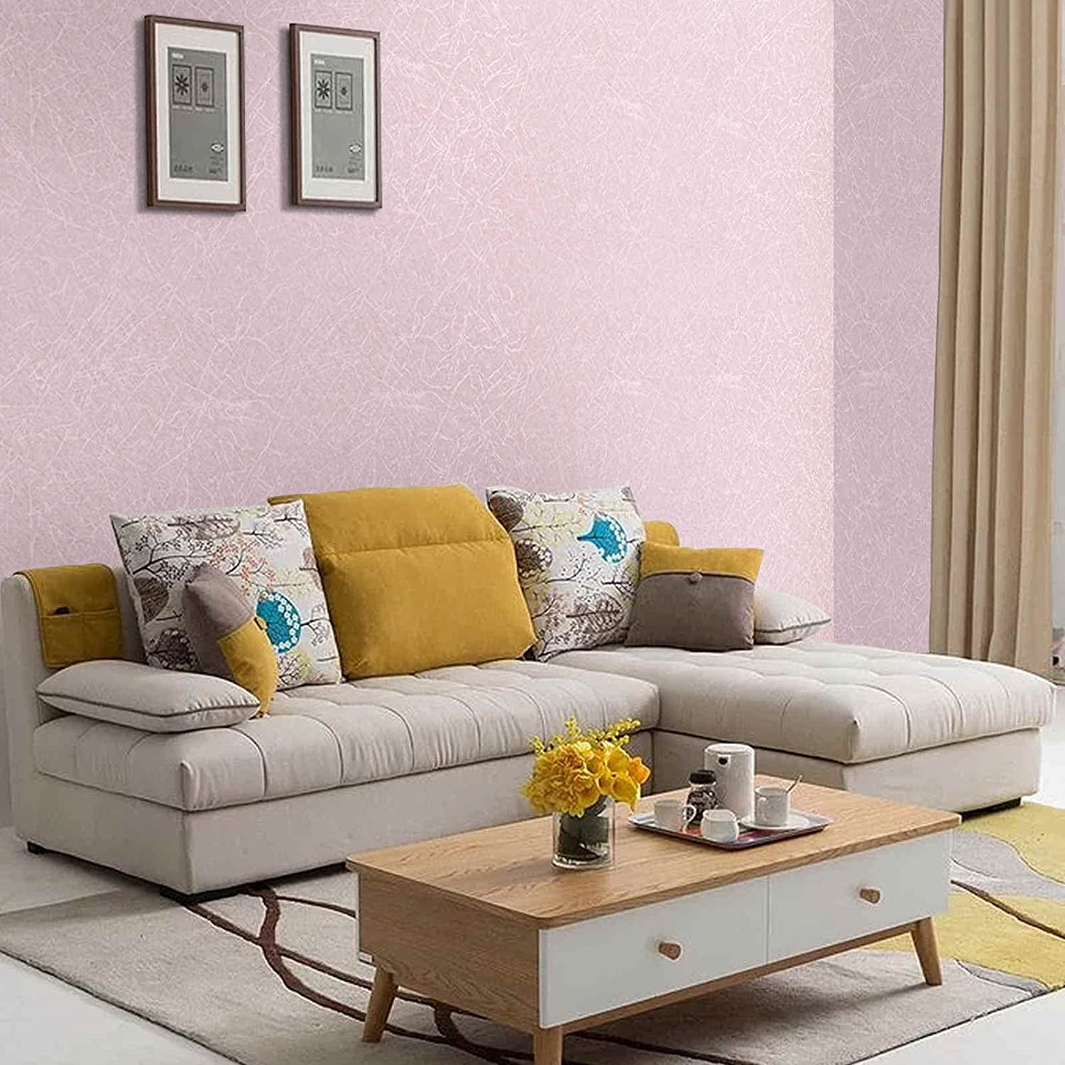 UMIGGEE 15.74" x 118" Pink Wallpaper Embossed Self Adhesive Peel and Stick Removable Wallpaper for Home Decorative Film Cabinet Furniture