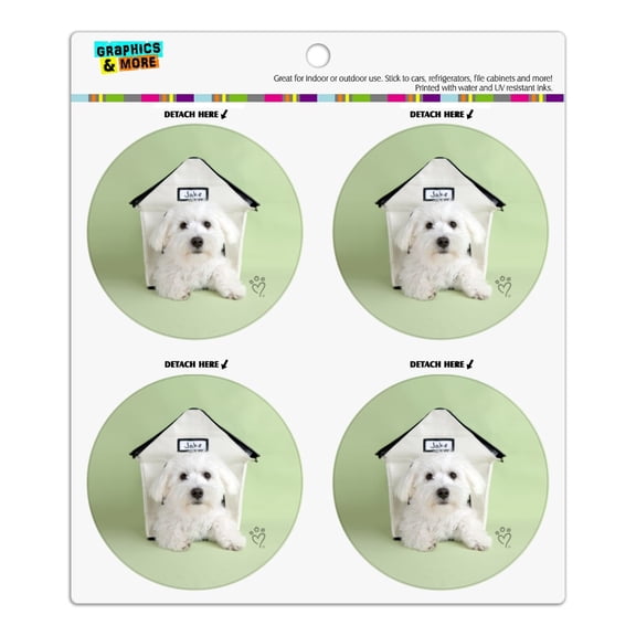 Bichon Frise Maltese Puppy Dog in House Refrigerator Fridge Locker Vinyl Circle Magnet Set