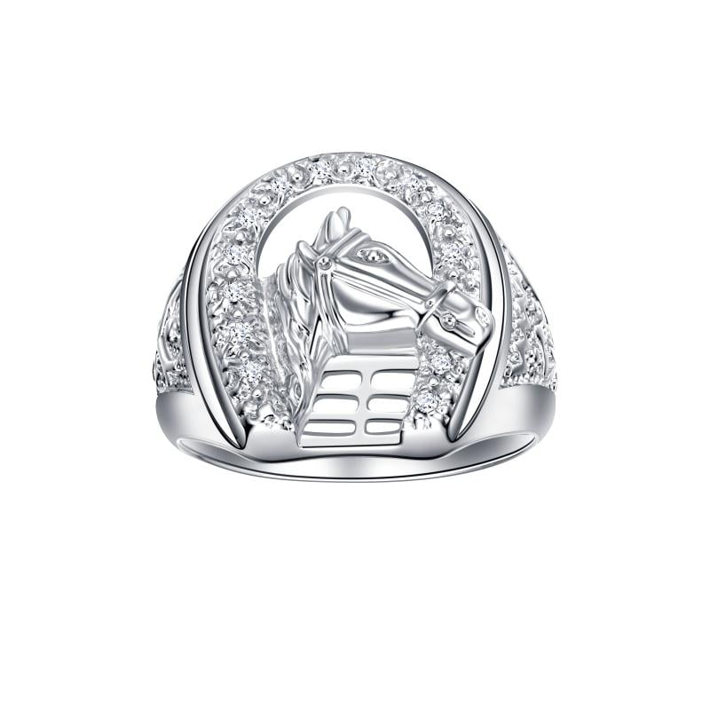 Silver Plated Diamante Set Wedding Lucky Horseshoe
