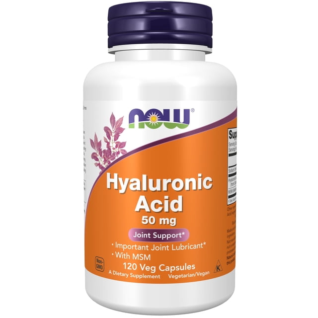 Suplementos de ácido hialurónico NOW Foods 50 mg con MSM 120 cápsulas
