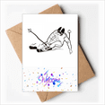 thumbnail image 1 of Black Winter Sport Skiing Pattern Illustration Welcome Back Greeting Cards Envelopes Blank, 1 of 3