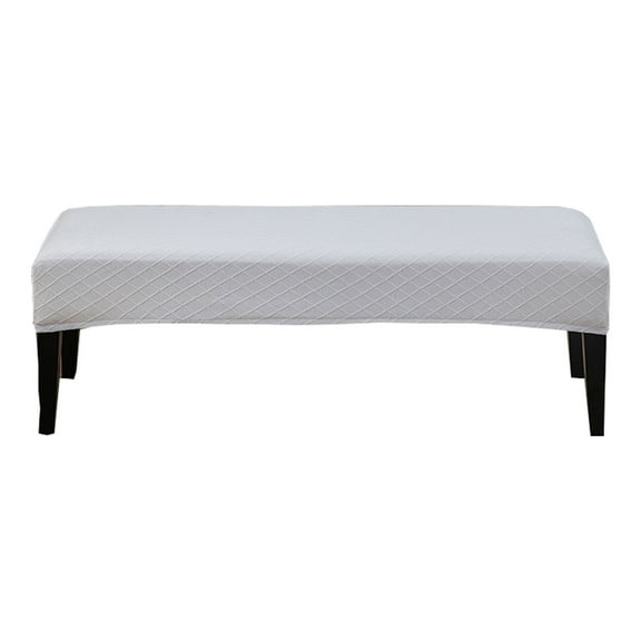 Dowbom Dining Bench Cover Stretch,Universal Bench Seat Cushion Slipcovers Anti-Dust Removable Washable Spandex Upholstered Dining Bench Protector for Kitchen Living Room Bedroom-white