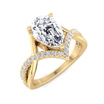 Sydney - Moissanite Pear Shape Lab Diamond Engagement Ring With Twisted PavÃ© Band