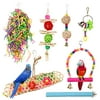 Dixsxusu 7Pcs Bird Toys Parakeet Chewing Toys Parrots Shredder Toy Bird Perch Stand Bird Swing Toy Foraging Hanging Bell for Small and Medium Parrots,Parakeets Cockatiels, Conures, Macaws Love Birds