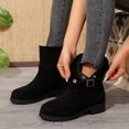 thumbnail image 4 of Bnwani Women Boots Toe Mid-Heel Mid-Calf Ankle Comfortable Casual Solid Boot Black Size 5.5, 4 of 8