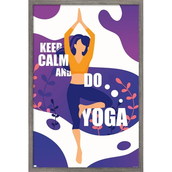 Keep Calm and Do Yoga Wall Poster, 22.375" x 34", Framed