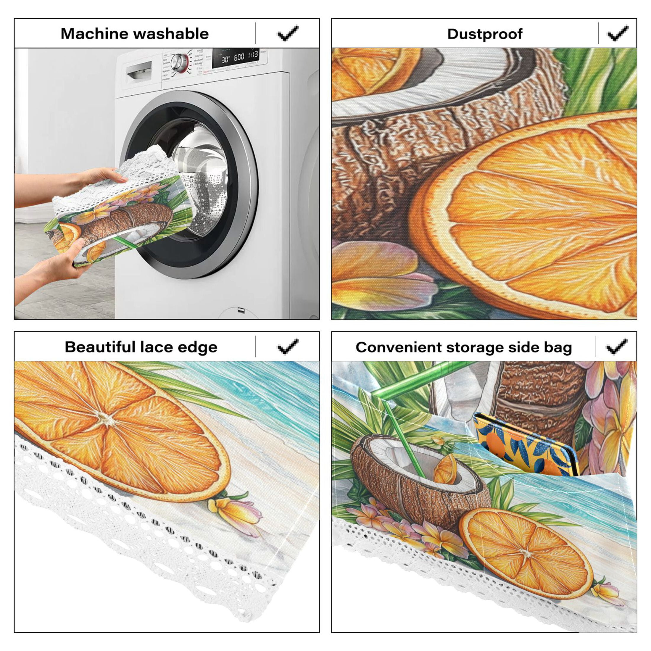 DEIARA Coconut Orange Slice Washing Machine Cloth Dryer Refrigerator Top Cover Protective Non-Slip Mat For Kitchen Laundry