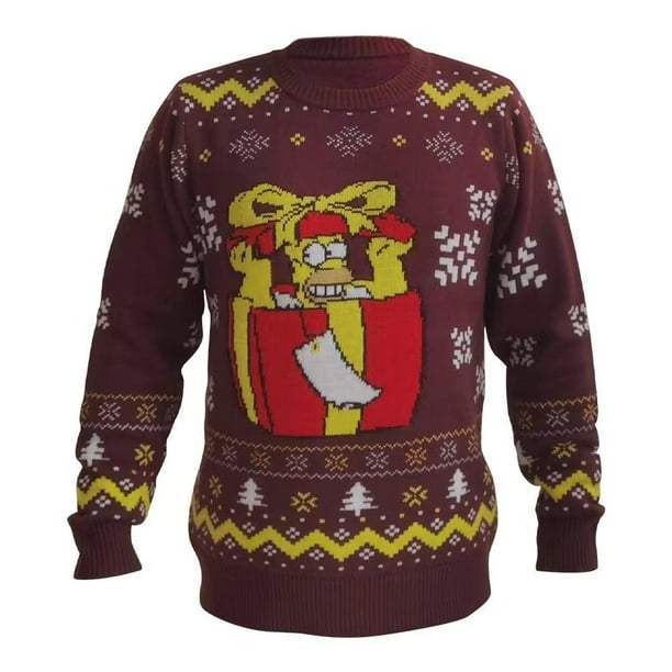 Suéter The Simpsons Navideño para Hombre Talla EEG Color Vino