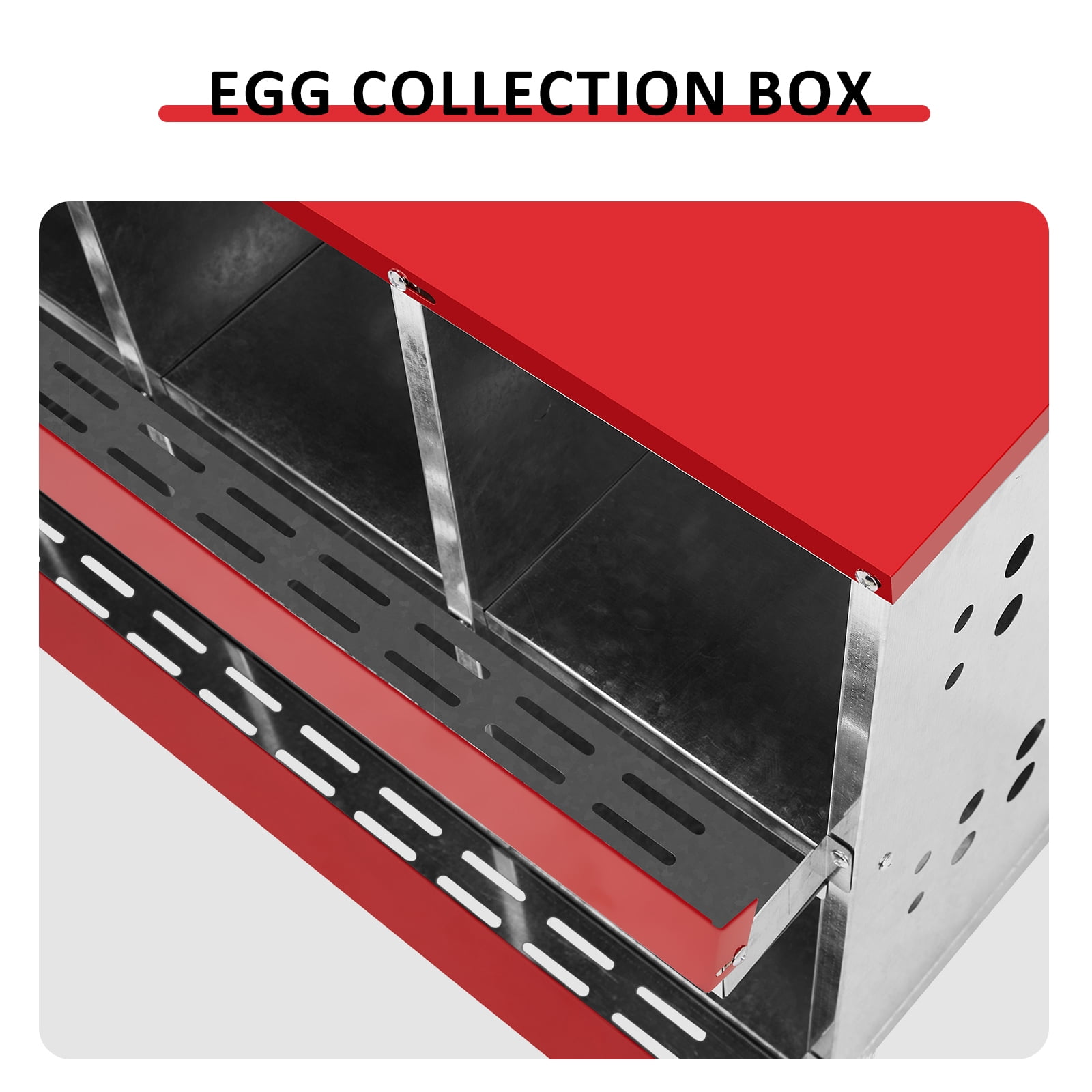 Chicken Nesting Box with Basket, 6 Compartment Roll Out Egg Nest Box Chicken Laying Box Hens Chicken Coop Box