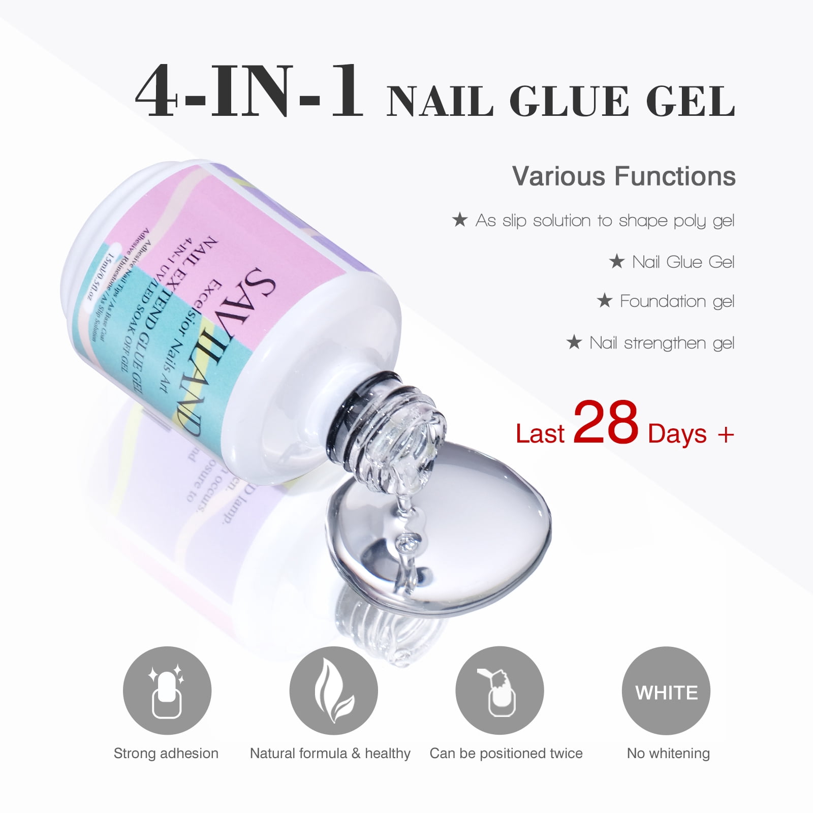 Saviland Nail Tip and Glue Gel Kit - Gel Nail Kit with 500pcs Coffin Nails Tips, Nail Glue Gel, Mini Nail Lamp, Nail Clipper and Nail File for Acrylic Nail Kit