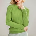 thumbnail image 4 of ManxiVoo Women's Versatile Striped Round Neck Knit Sweater Soft Warm Layering Top for Autumn Winter XL Size Green, 4 of 8