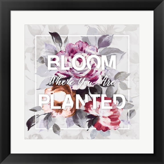 Bloom Where You Are Planted by Wild Apple Portfolio, Framed Wall Art, 19.5W x 19.5H