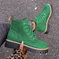 thumbnail image 6 of Dakaela Women's Ankle Combat Boots Waterproof Lace up Hiking Chelsea Booties Wide Widths Winter Outdoor Dress Shoes Green 6.5, 6 of 8