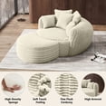 thumbnail image 3 of Wiilayok 50" W Oversized Chaise Lounge Chair Indoor with Ottoman,Thickened Backrest Round Reading Sofa Couch with 5 Pillows for Living Room, Beige, 3 of 9