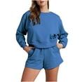 thumbnail image 2 of Usmixi Sweatsuits Set for Women Sweatshirt 2 Piece Outfit for Women Sports Long Sleeve Pullover and Drawstring Shorts Tracksuit Sets with Pocket Girls Homewear Lounge Sets Under $10, 2 of 7