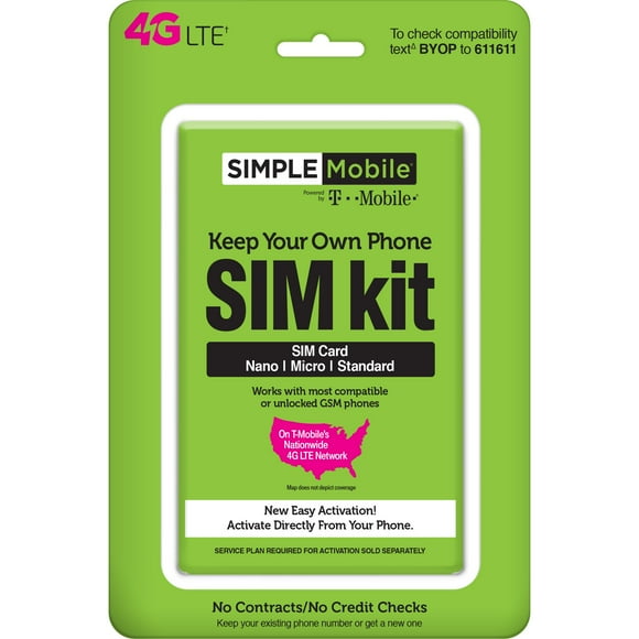 Kit SIM universal Simple Mobile con tecnología T-Mobile