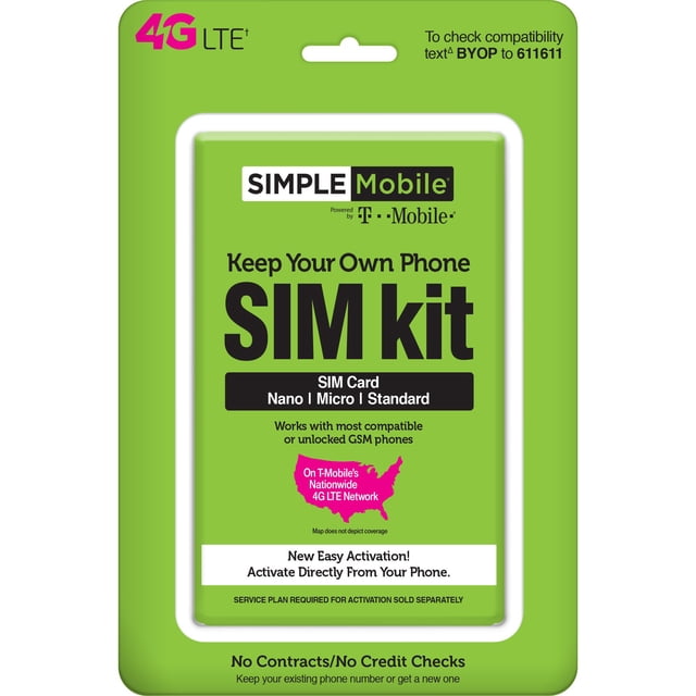 Kit SIM universal Simple Mobile con tecnología T-Mobile