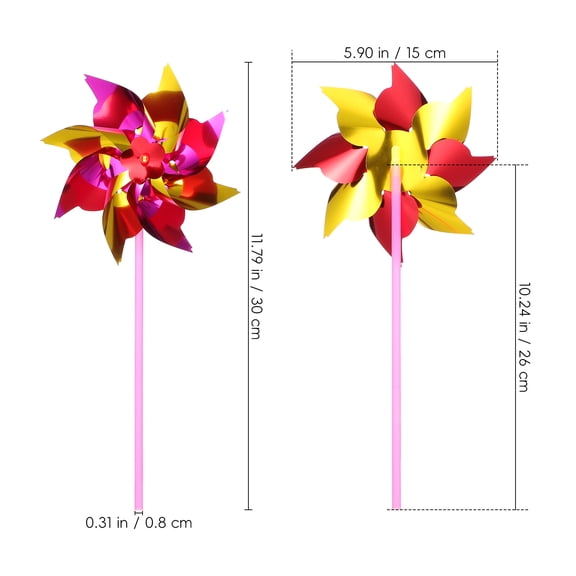 Rhewides 100pcs Colorful Garden Pinwheels with Stakes, Sparkling Kids Wind Toys, Whirligigs for Outdoor Decor, Weddings, Parties