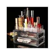 Display Tabletop 2 Drawer Container Storage Jewelry Cosmetics Makeup Organizer Clear WSY