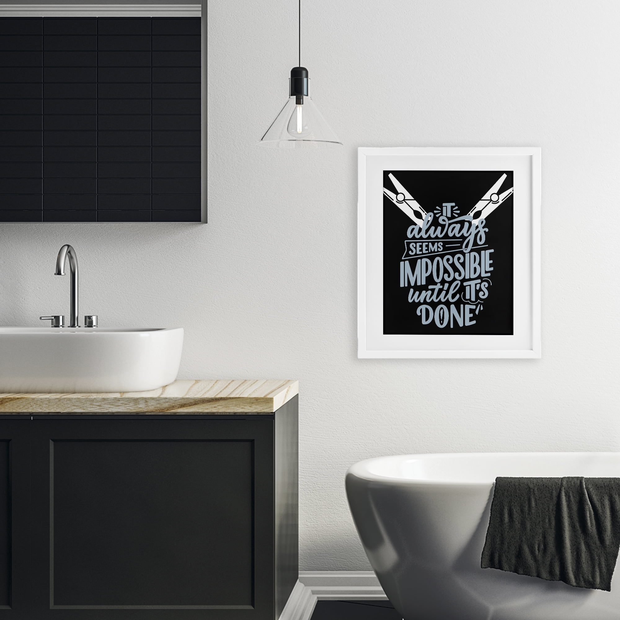 Impossible Until It's Done White Framed Print Under Glass, design by Jesse Keith